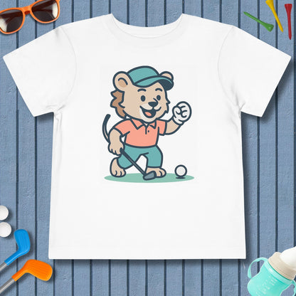Fist Pumping Lion - Toddler Golf T-Shirt in White