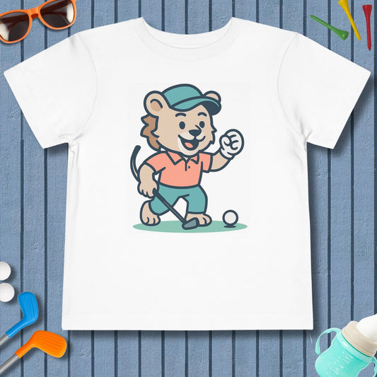 Fist Pumping Lion - Toddler Golf T-Shirt in White