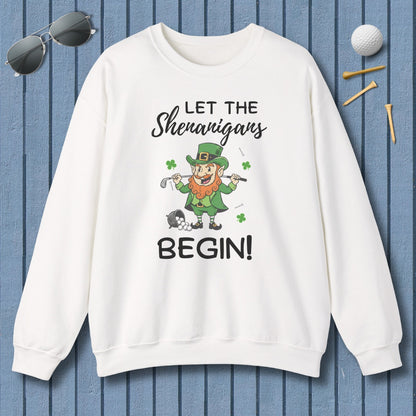 Let The Shenanigans Begin - Adult Golf Sweatshirt in White