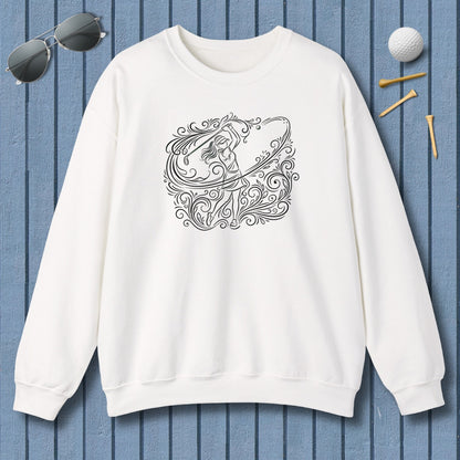 EVERY SWING TELLS A STORY - Women's Golf Vine Art - Adult Golf Sweatshirt in White