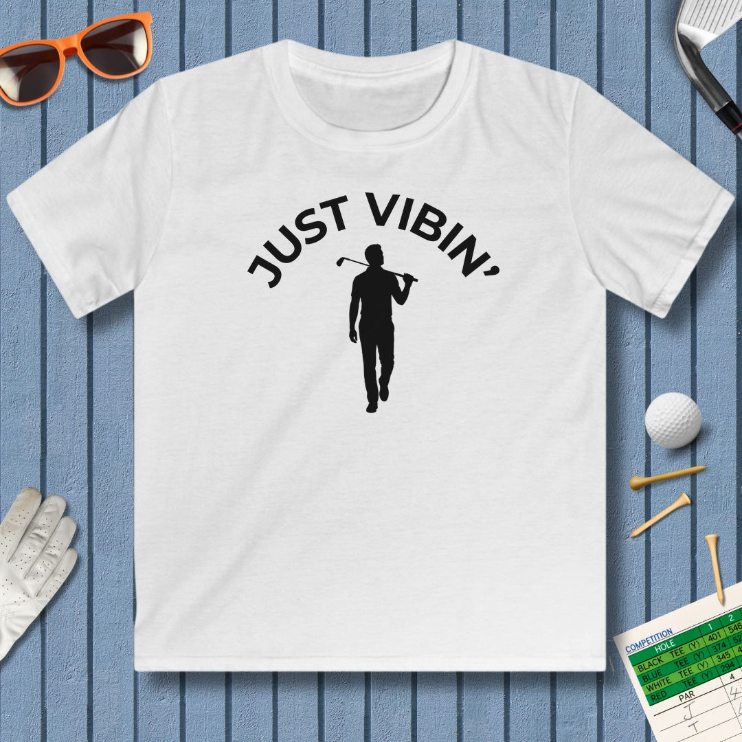 Just Vibin' - Boys - Youth Golf T-Shirt in White