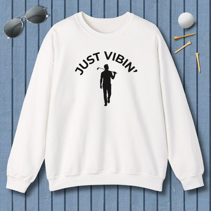 Just Vibin' - Adult Golf Sweatshirt in White