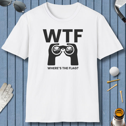 WTF - Where's the Flag - Adult Golf T-Shirt in White