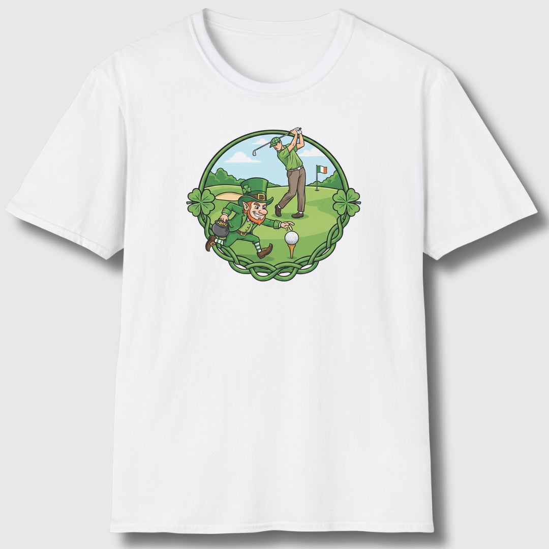 The Leprechaun Stole My Ball! - Adult Golf T-Shirt in White