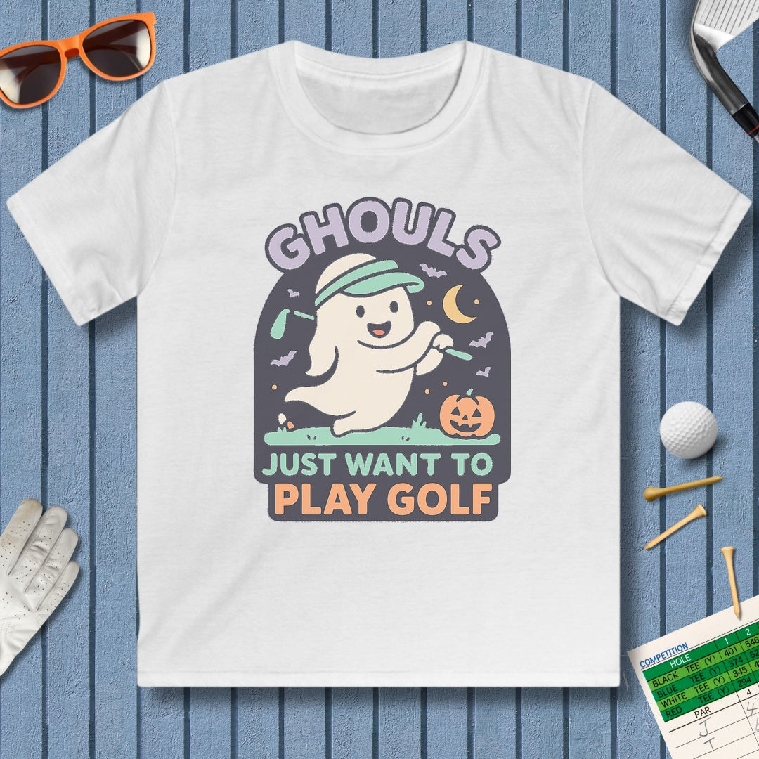 Ghouls Just Wanna Play Golf - Youth Golf T-Shirt in White