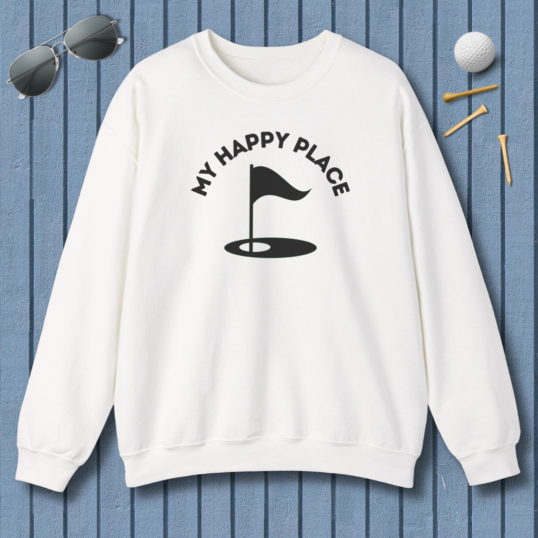 My Happy Place - Adult Golf Sweatshirt in White
