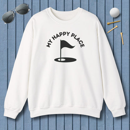 My Happy Place - Adult Golf Sweatshirt in White
