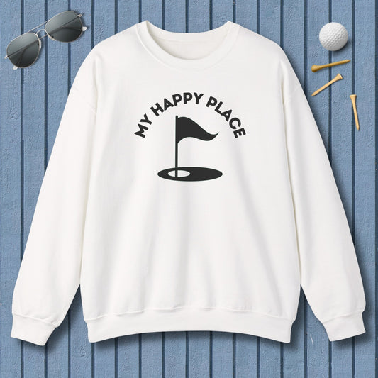 My Happy Place - Adult Golf Sweatshirt in White