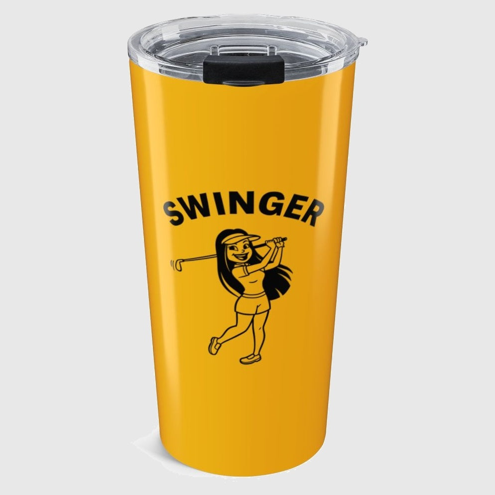 Retro Swinger Women's Golf T-Shirt - 20oz Tumbler in Yellow