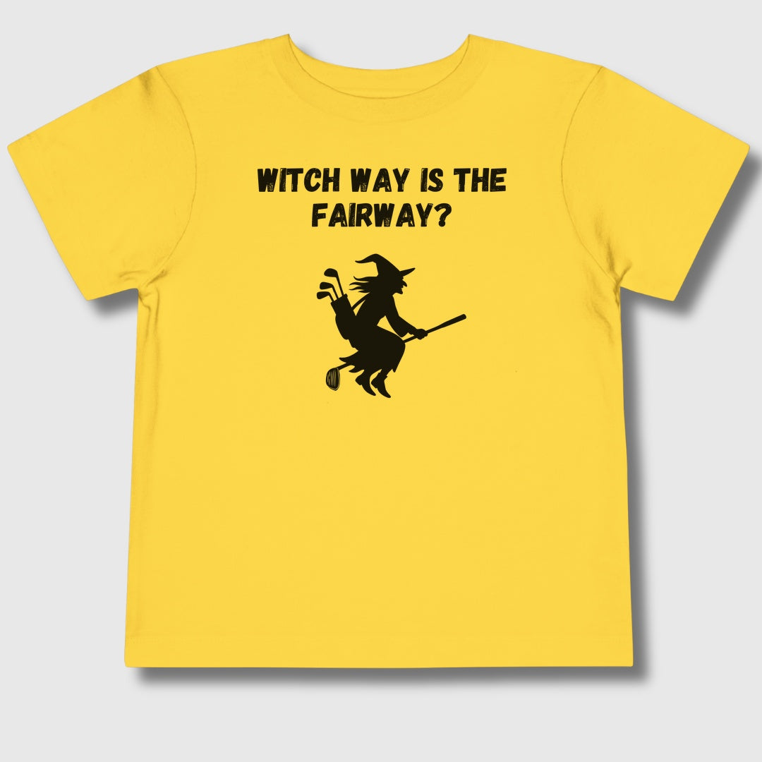Witch Way is the Fairway - Toddler Golf T-Shirt in Yellow