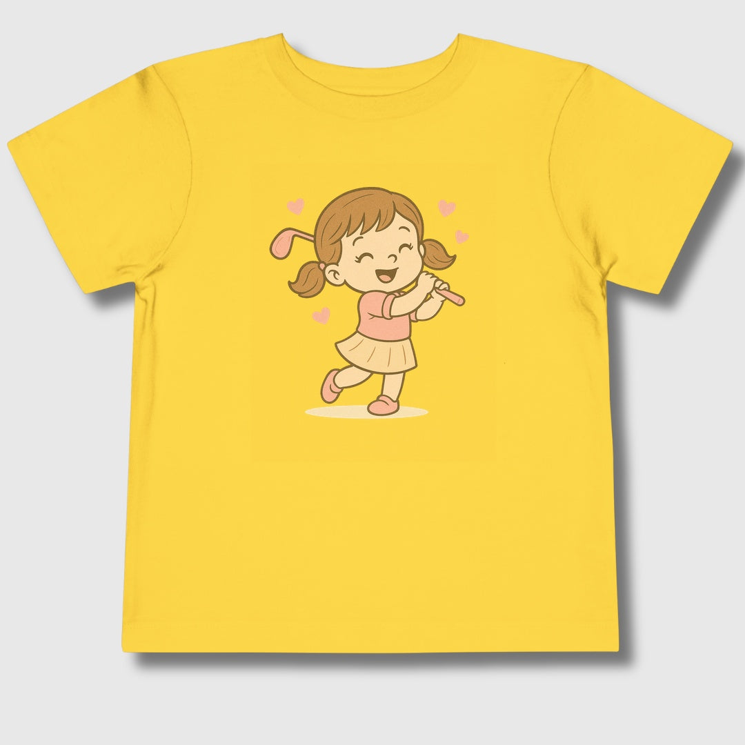 Happy Golfer Girl - Toddler Golf T-Shirt in Yellow