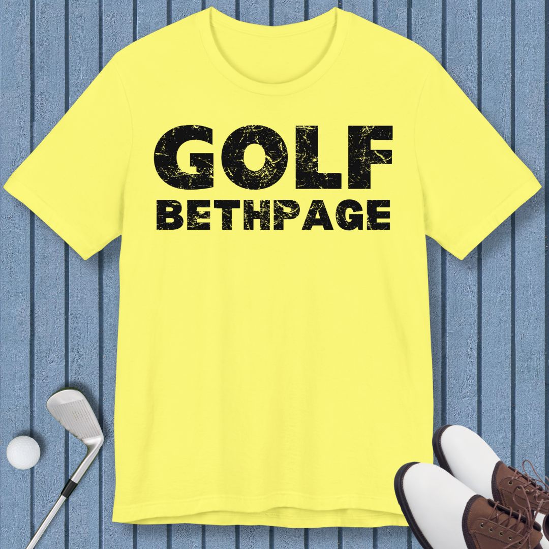 Golf Bethpage - T-shirt in Yellow, great for casual wear. Find more fun golf focused products at oneforetheages.com