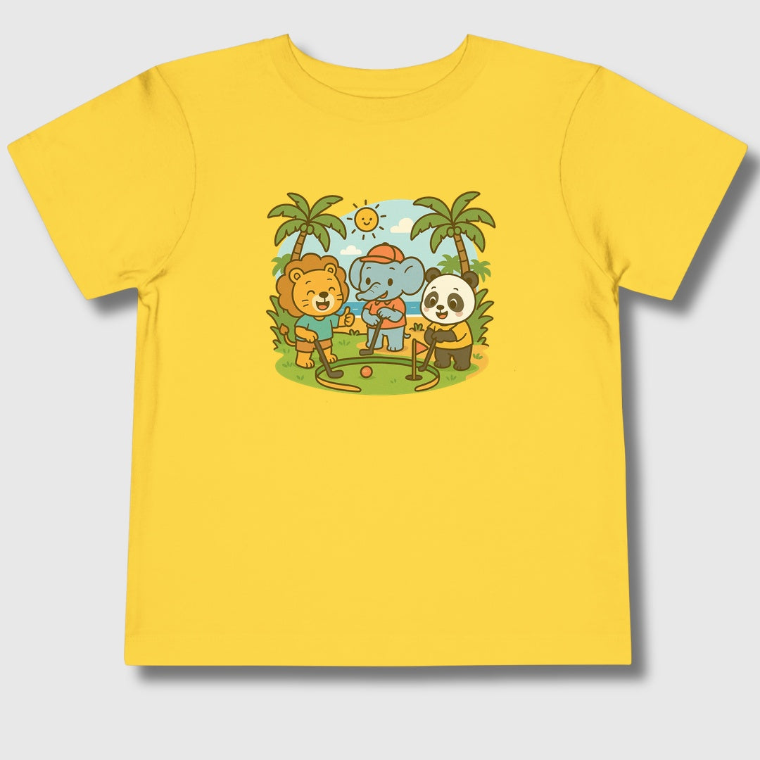 It's a zoo out here - Toddler Golf T-Shirt in Yellow