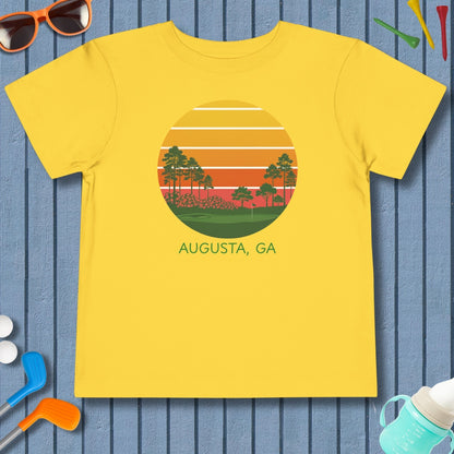 Retro Sunset - Augusta - Toddler Golf T-Shirt in Yellow