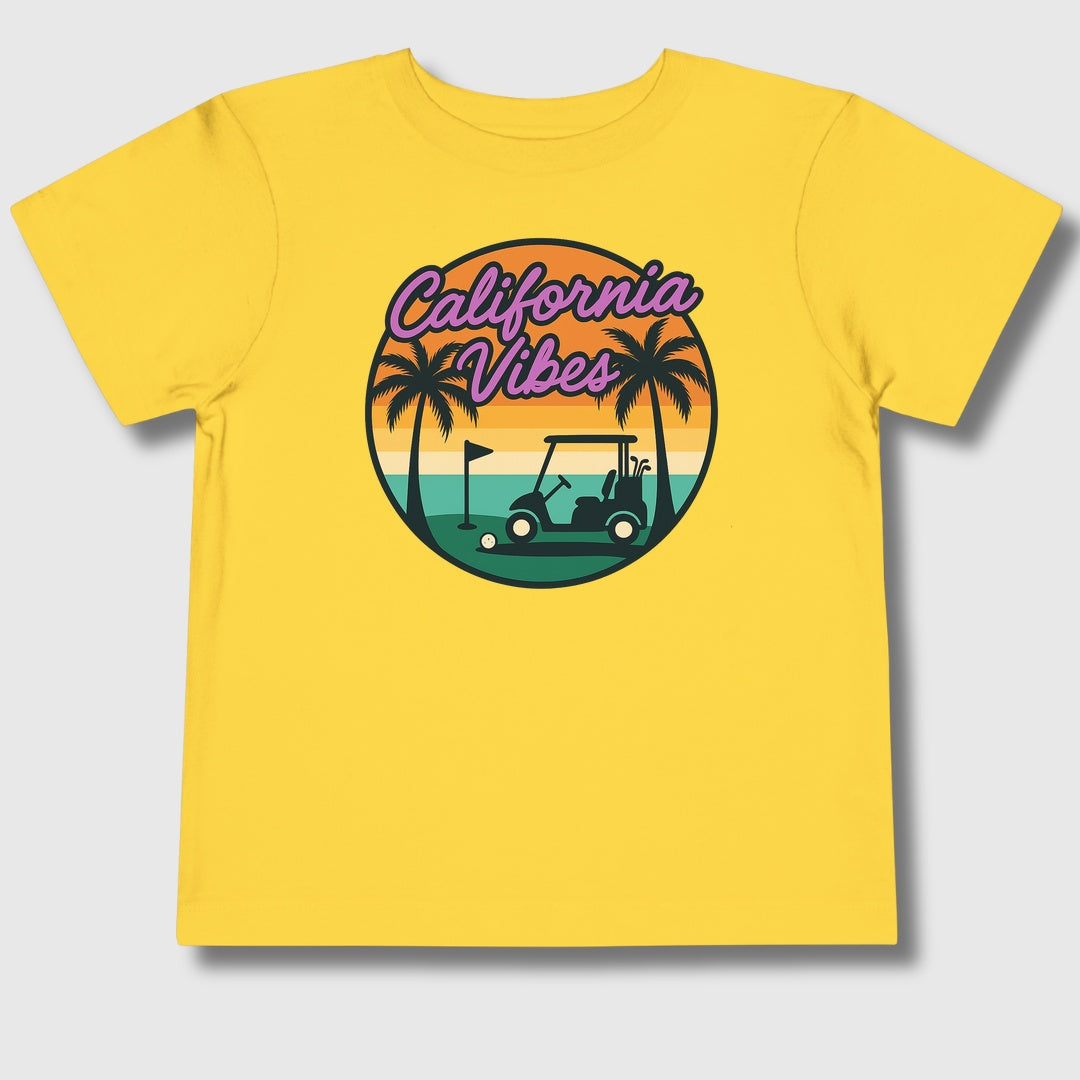 Golf Vibes - California Coast Edition - Toddler Golf T-Shirt in Yellow