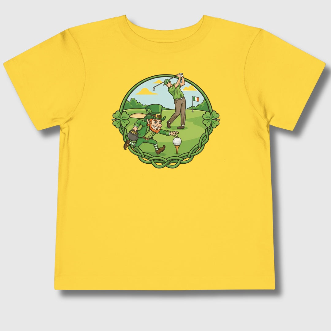 The Leprechaun Stole My Ball! - Toddler Golf T-Shirt in Yellow