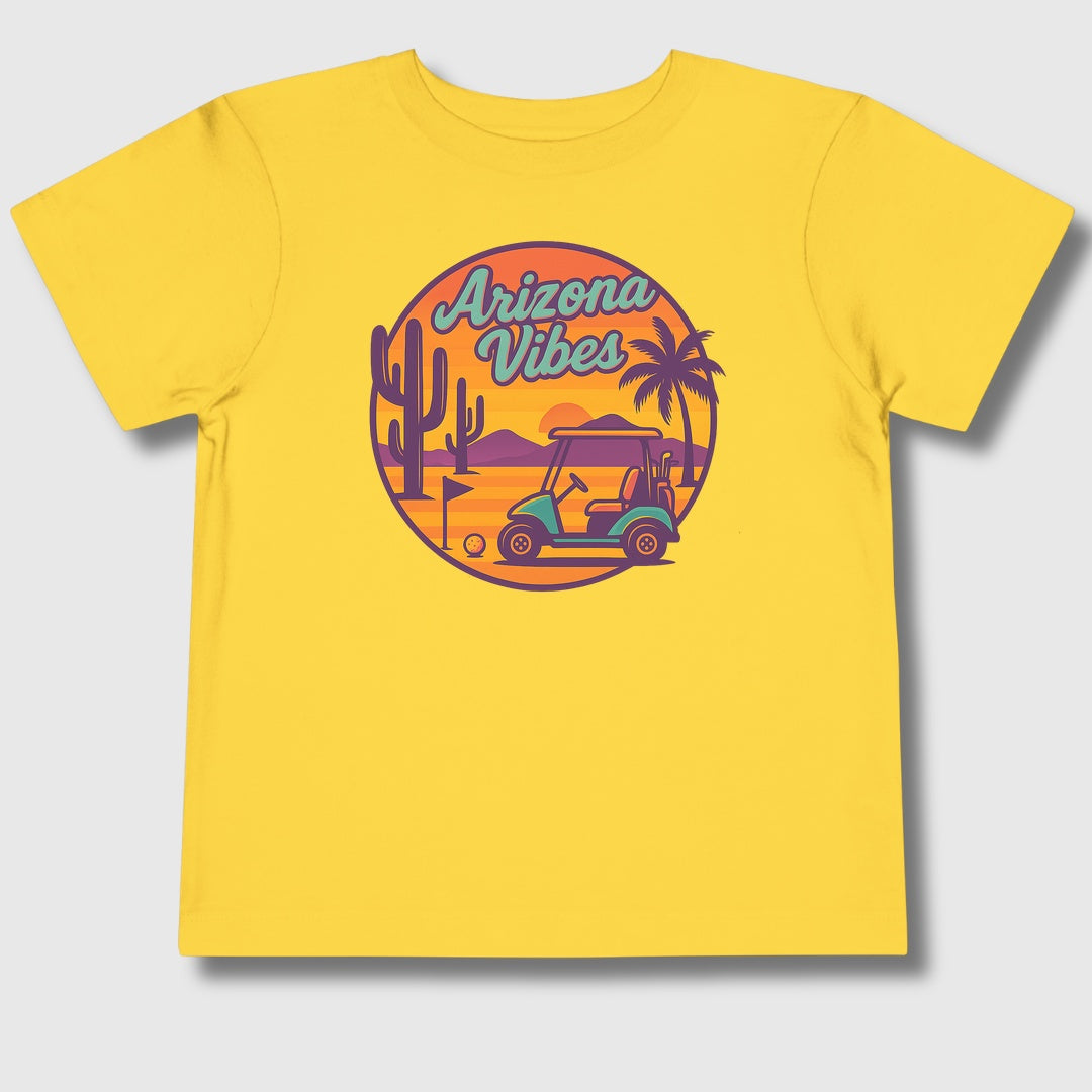 Golf Vibes - Arizona - Desert Edition Golf Destination - Toddler Golf T-Shirt in Yellow