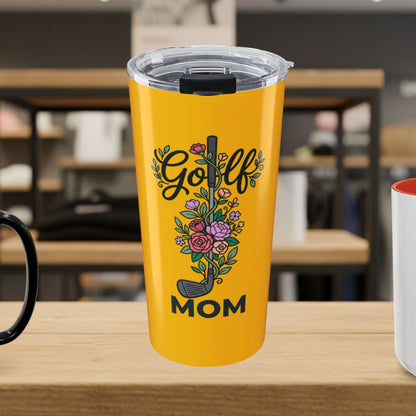 Golf Mom - Floral - 20oz Tumbler in Yellow