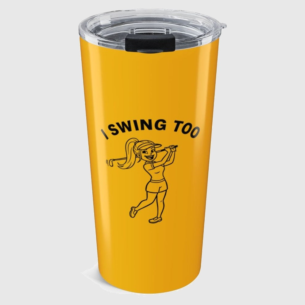 Retro I SWING TOO Women's Golf T-Shirt - 20oz Tumbler in Yellow