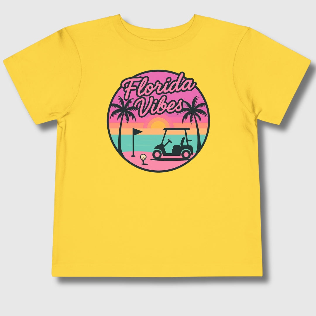 Golf Vibes - Florida Sunshine Edition - Toddler Golf T-Shirt in Yellow