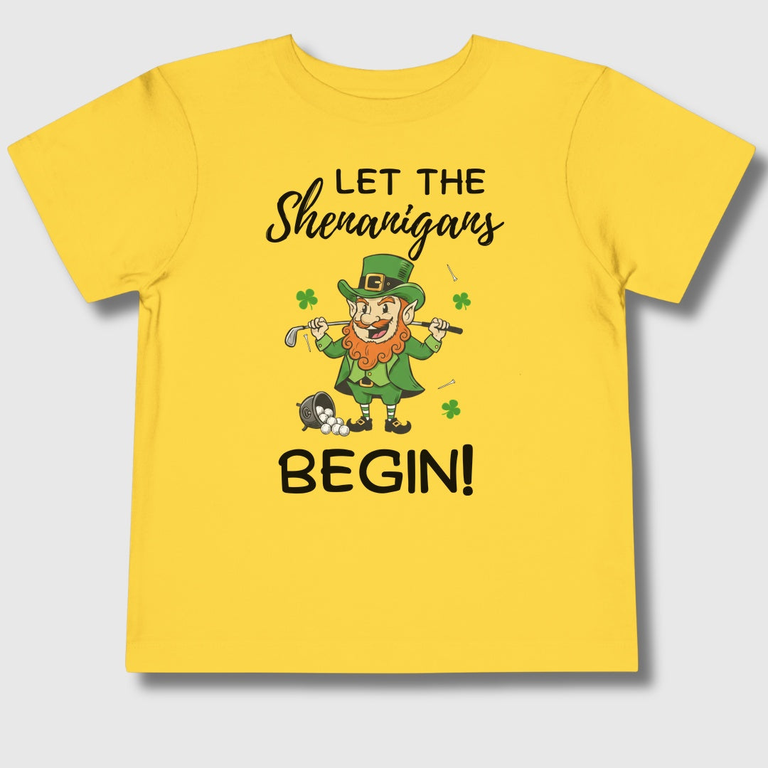 Let The Shenanigans Begin - Toddler Golf T-Shirt in Yellow