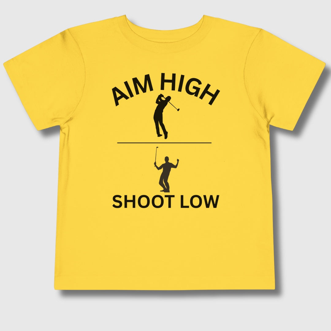 Aim High - Shoot Low (Male) - Toddler Golf T-Shirt in Yellow